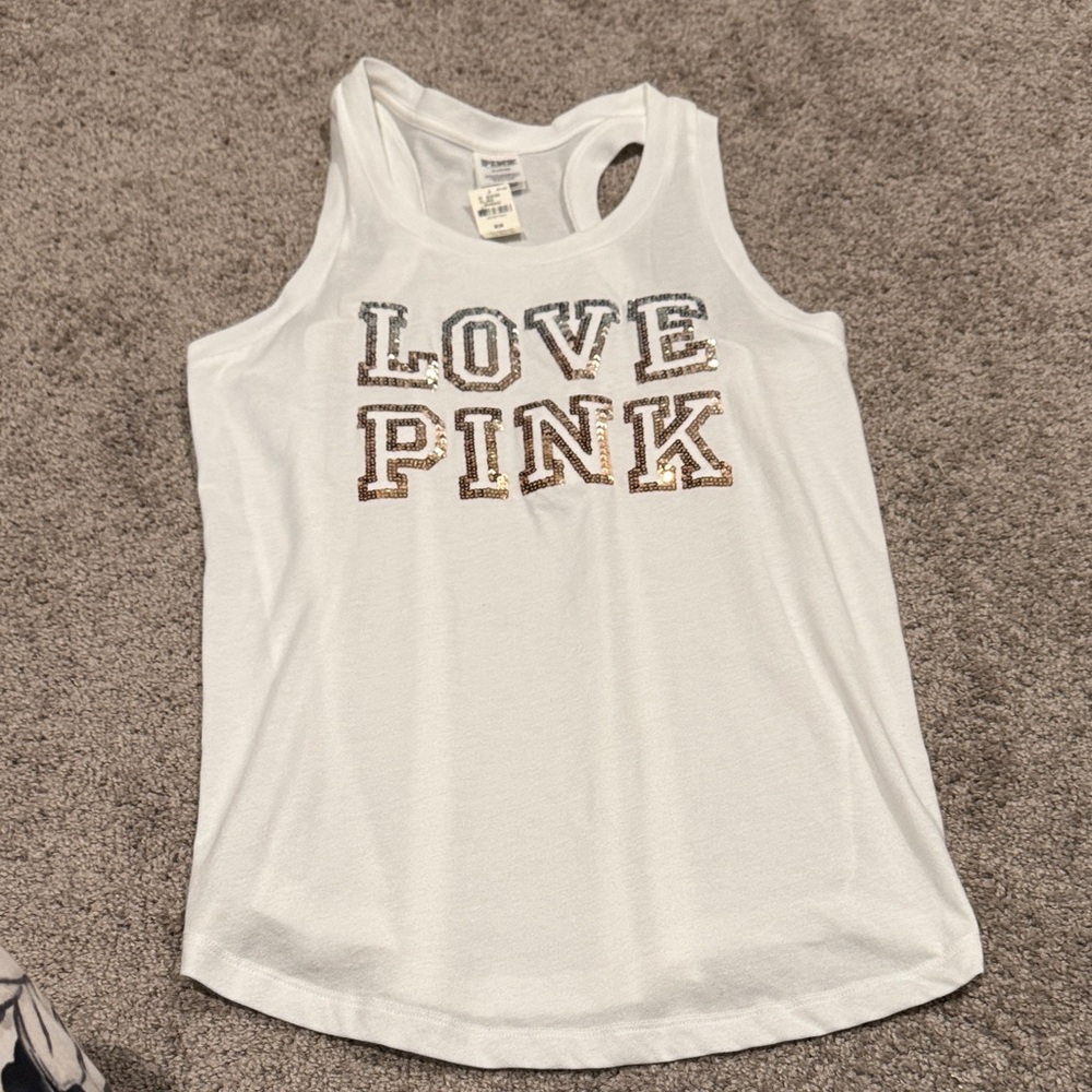 Victoria's Secret White Tee with Pink Logo